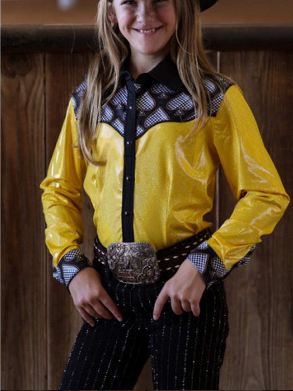 Girls'Gold Spade Sparkle Rodeo Shirt